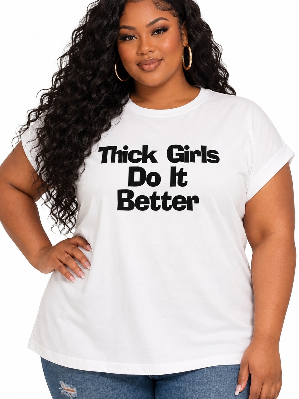 White Graphic Tee - Thick Girls Do It Better